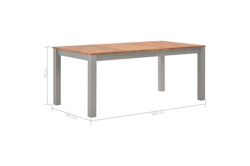 Ruokapöytä 180x90x74 cm täysi tammi - Harmaa - Huonekalut - Pöytä & ruokailuryhmä - Ruokapöydät & keittiön pöydät