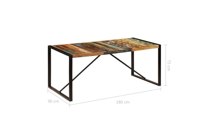 Ruokapöytä 180x90x75 cm uusiokäytetty puu - Monivärinen - Huonekalut - Pöytä & ruokailuryhmä - Ruokapöydät & keittiön pöydät