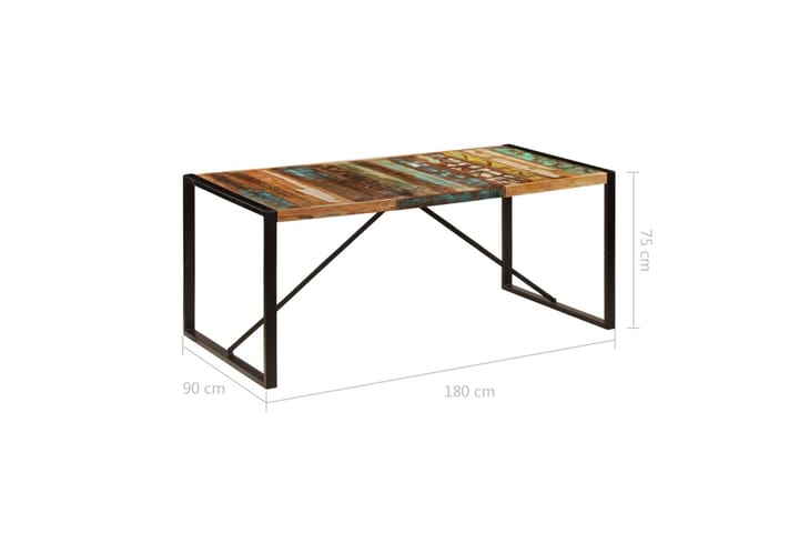 Ruokapöytä 180x90x75 cm uusiokäytetty puu - Monivärinen - Ruokapöydät & keittiön pöydät