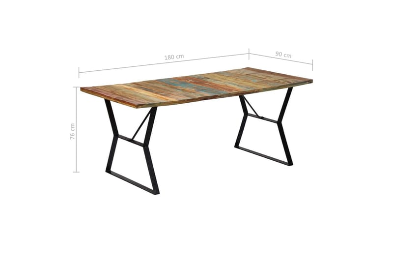 Ruokapöytä 180x90x76 cm täysi kierrätetty puu - Monivärinen - Huonekalut - Pöytä & ruokailuryhmä - Ruokapöydät & keittiön pöydät