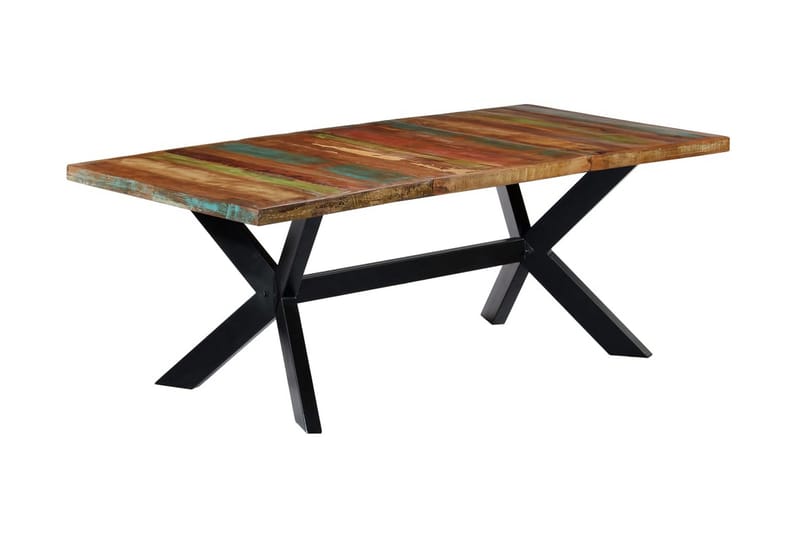 Ruokapöytä 200x100x75 cm kiinteä kierrätetty puu - Monivärinen - Huonekalut - Pöytä & ruokailuryhmä - Ruokapöydät & keittiön pöydät