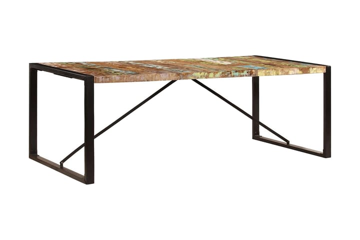 Ruokapöytä 220x100x75 cm kiinteä kierrätetty puu - Monivärinen - Ruokapöydät & keittiön pöydät
