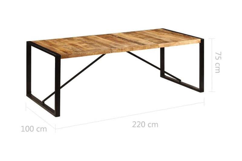 Ruokapöytä 220x100x75 cm kiinteä mangopuu - Ruskea - Huonekalut - Pöytä & ruokailuryhmä - Ruokapöydät & keittiön pöydät