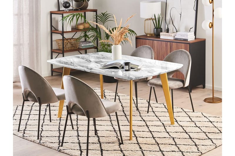 Ruokapöytä Aukland 200 cm kokoontaitettava - Valkoinen/Kulta - Huonekalut - Pöytä & ruokailuryhmä - Ruokapöydät & keittiön pöydät