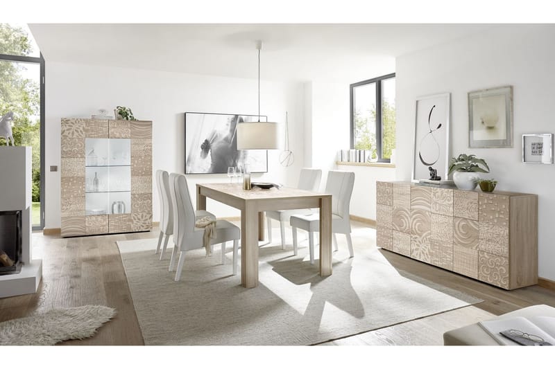 Ruokapöytä Bayoner Jatkettava 180 cm - Valkoinen/Beige/Harmaa - Huonekalut - Pöytä & ruokailuryhmä - Ruokapöydät & keittiön pöydät