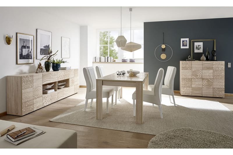 Ruokapöytä Bayoner Jatkettava 180 cm - Valkoinen/Beige/Harmaa - Huonekalut - Pöytä & ruokailuryhmä - Ruokapöydät & keittiön pöydät