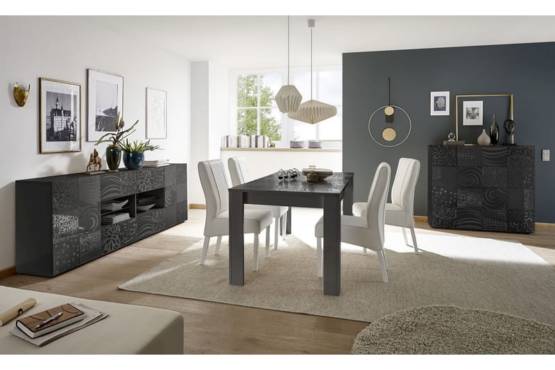 Ruokapöytä Bayoner Jatkettava 180 cm - Valkoinen/Beige/Musta/Harmaa - Huonekalut - Pöytä & ruokailuryhmä - Ruokapöydät & keittiön pöydät