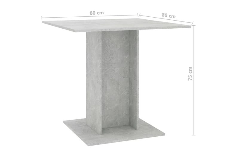 Ruokapöytä betoninharmaa 80x80x75 cm lastulevy - Harmaa - Huonekalut - Pöytä & ruokailuryhmä - Ruokapöydät & keittiön pöydät