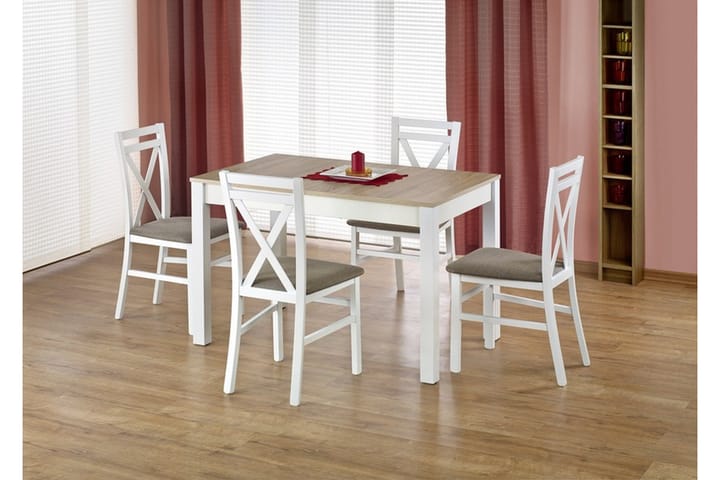 Ruokapöytä Billan Jatkettava 118x75 cm - Valkoinen/Tammi - Ruokapöydät & keittiön pöydät