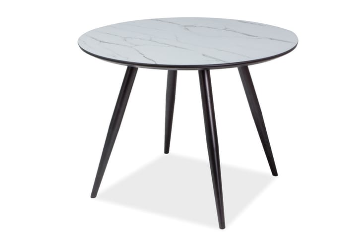 Ruokapöytä Caxixa 100 cm Pyöreä - Lasi/Valkoinen/Musta - Ruokapöydät & keittiön pöydät - Marmoripöydät