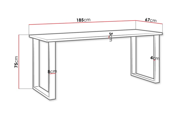 Ruokapöytä Ciapin 185 cm - Musta/Valkoinen - Ruokapöydät & keittiön pöydät