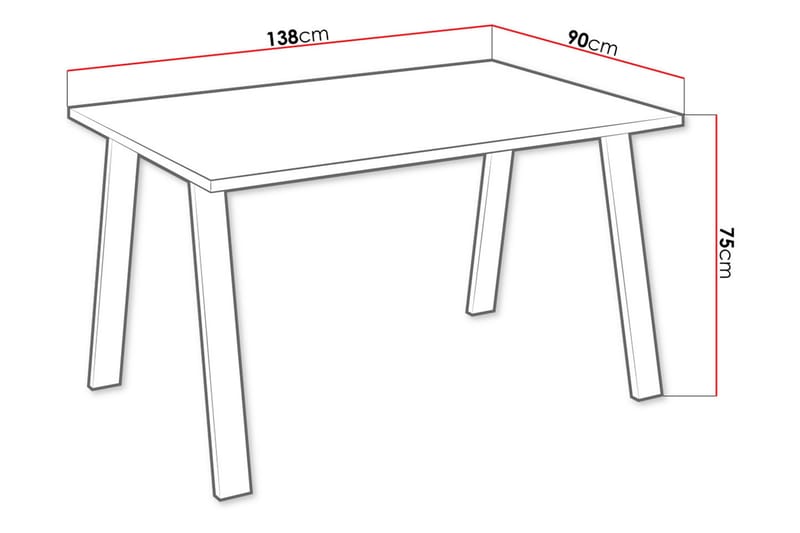 Ruokapöytä Cisy 138 cm - Valkoinen/Musta - Ruokapöydät & keittiön pöydät