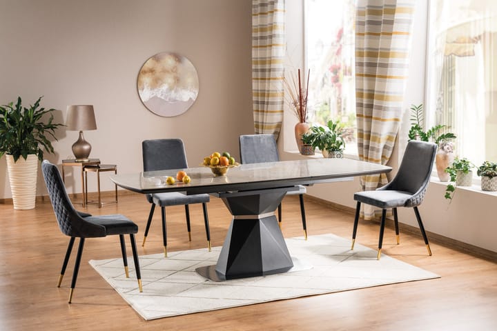 Ruokapöytä Duette Jatkettava 160 cm - Keramiikka/Musta/Hopea - Ruokapöydät & keittiön pöydät