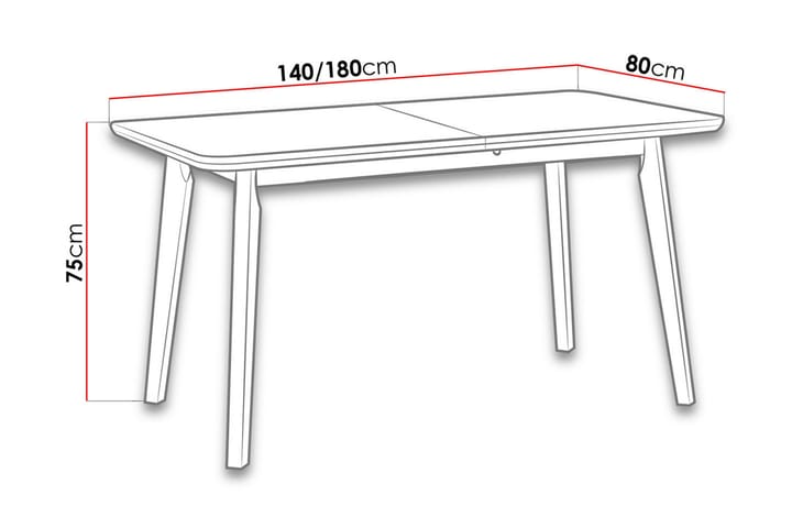 Ruokapöytä Dung 140 cm - Valkoinen/Musta - Ruokapöydät & keittiön pöydät