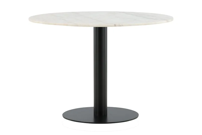 Ruokapöytä Estelle 106 cm Pyöreä Marmori, Valkoinen/Musta