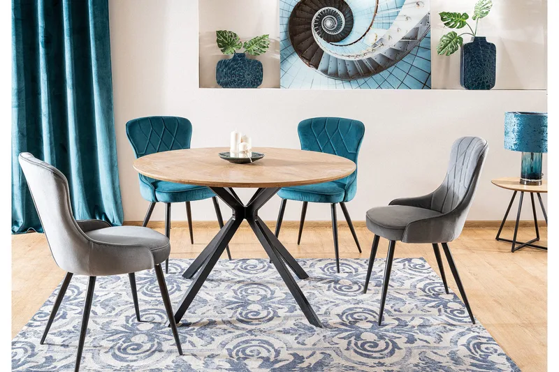 Ruokapöytä Eurybia 120 cm Pyöreä, Tammi/Musta