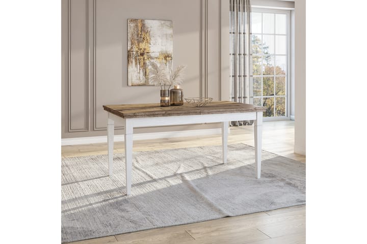 Ruokapöytä Getafez Jatkettava 160 cm - Valkoinen/Luonnonväri - Ruokapöydät & keittiön pöydät