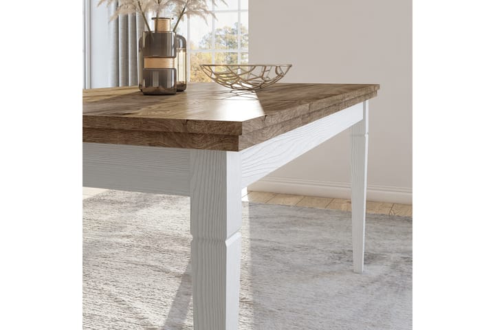 Ruokapöytä Getafez Jatkettava 160 cm - Valkoinen/Luonnonväri - Ruokapöydät & keittiön pöydät