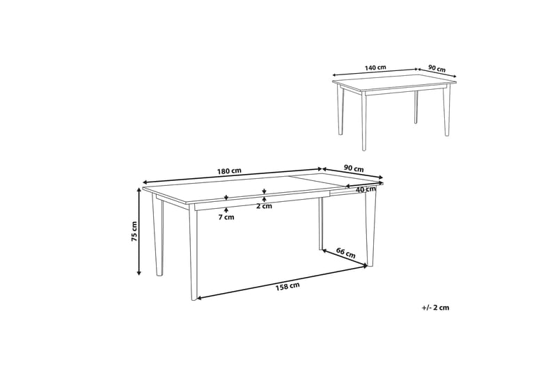 Ruokapöytä Godeset 180 cm Kokoontaitettava - Valkoinen/Vaalea - Huonekalut - Pöytä & ruokailuryhmä - Ruokapöydät & keittiön pöydät