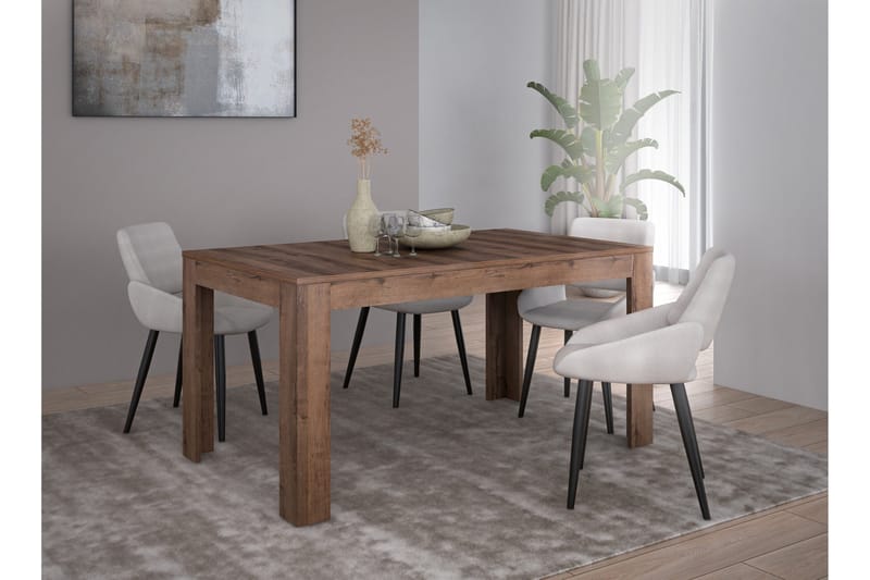 Ruokapöytä Hamdiye Jatkettava 160 cm - Ruskea - Huonekalut - Pöytä & ruokailuryhmä - Ruokapöydät & keittiön pöydät