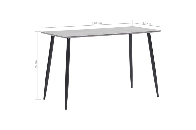 Ruokapöytä harmaa 120x60x75 cm MDF - Harmaa - Huonekalut - Pöytä & ruokailuryhmä - Ruokapöydät & keittiön pöydät
