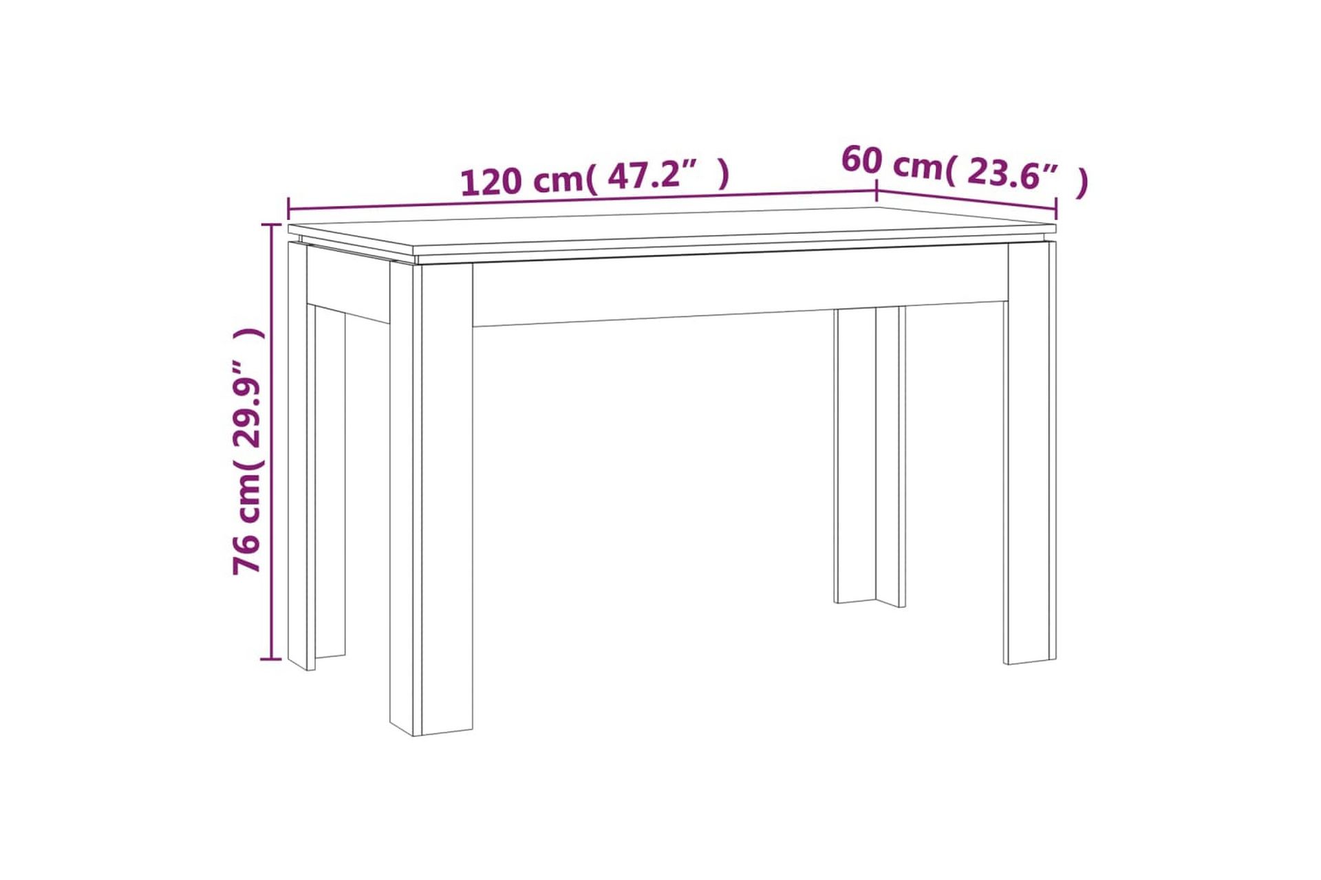 Ruokapöytä harmaa Sonoma 120x60x76 cm tekninen puu - Harmaa - Huonekalut - Pöytä & ruokailuryhmä - Ruokapöydät & keittiön pöydät