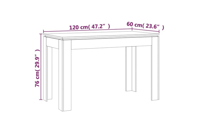 Ruokapöytä harmaa Sonoma 120x60x76 cm tekninen puu - Harmaa - Ruokapöydät & keittiön pöydät