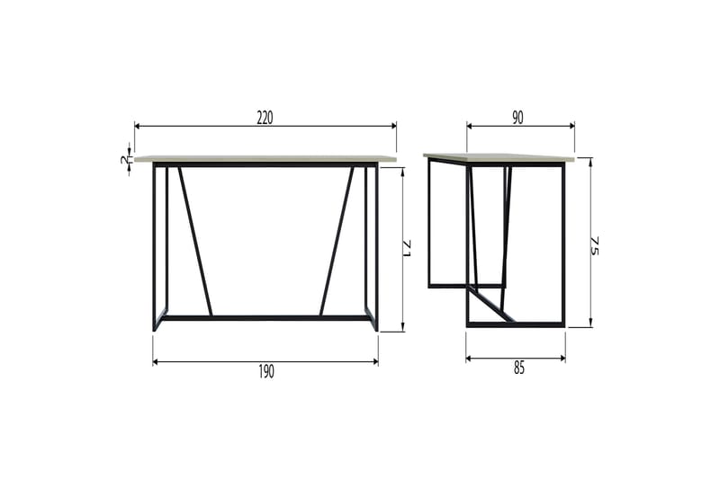 Ruokapöytä Iria 220 cm - Beige - Huonekalut - Pöytä & ruokailuryhmä - Ruokapöydät & keittiön pöydät