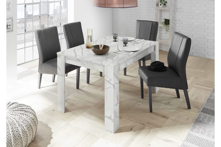 Ruokapöytä Jatkettava Ghiaccio 137 cm - Valkoinen Marmorilook - Ruokapöydät & keittiön pöydät