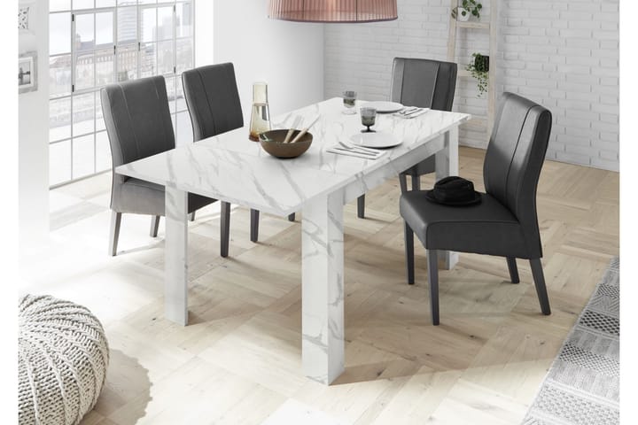Ruokapöytä Jatkettava Ghiaccio 137 cm - Valkoinen Marmorilook - Ruokapöydät & keittiön pöydät