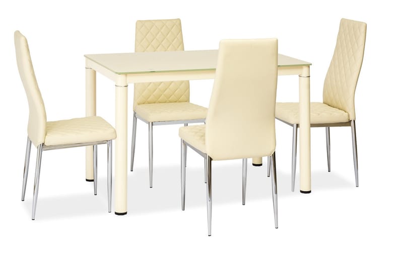 Ruokapöytä Jelka 110 cm - Lasi/Beige - Huonekalut - Pöytä & ruokailuryhmä - Ruokapöydät & keittiön pöydät