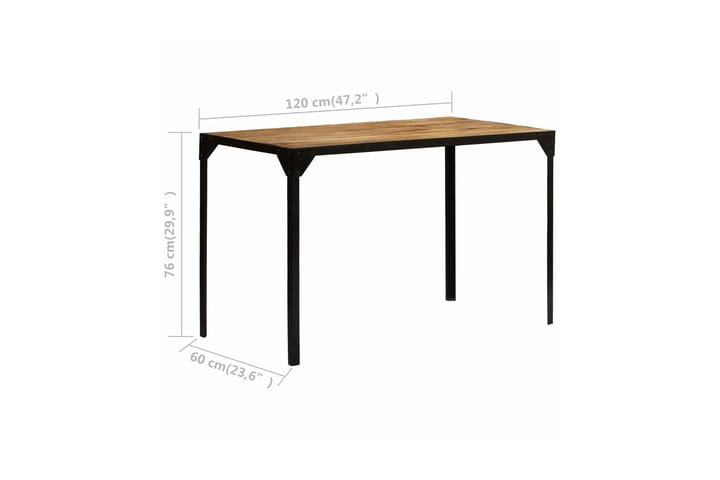 Ruokapöytä karkea mangopuu ja teräs 120 cm - Ruskea - Ruokapöydät & keittiön pöydät