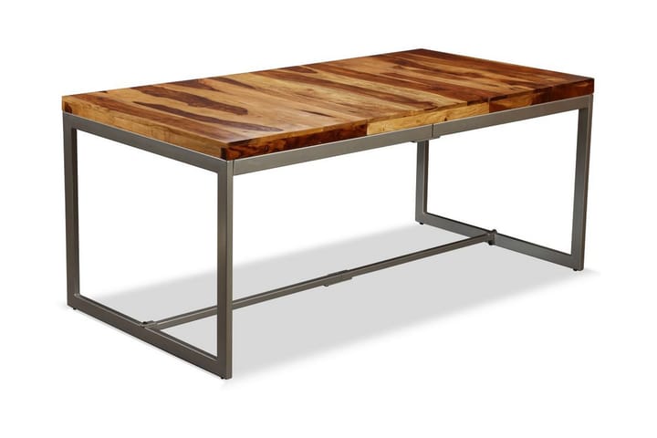 Ruokapöytä kiinteä seesampuu ja teräs 180 cm - Ruskea - Ruokapöydät & keittiön pöydät
