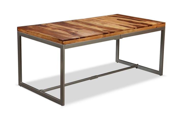 Ruokapöytä kiinteä seesampuu ja teräs 180 cm - Ruskea - Ruokapöydät & keittiön pöydät