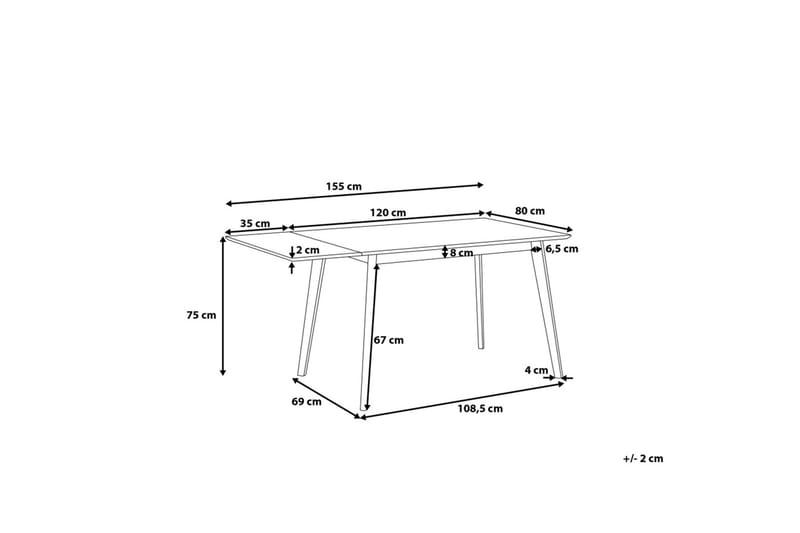 Ruokapöytä Medio 155 cm - Valkoinen - Huonekalut - Pöytä & ruokailuryhmä - Ruokapöydät & keittiön pöydät