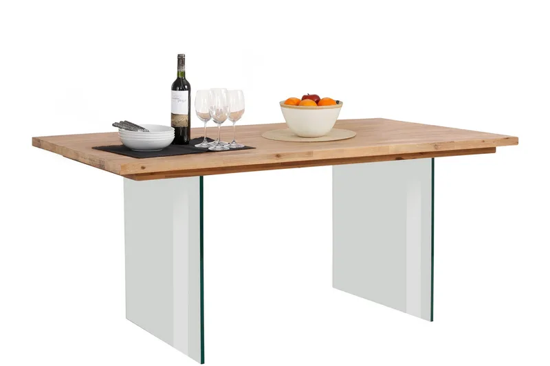 Ruokapöytä Meena 180 cm Lasi - Akaasia Beige - Huonekalut - Pöytä & ruokailuryhmä - Ruokapöydät & keittiön pöydät