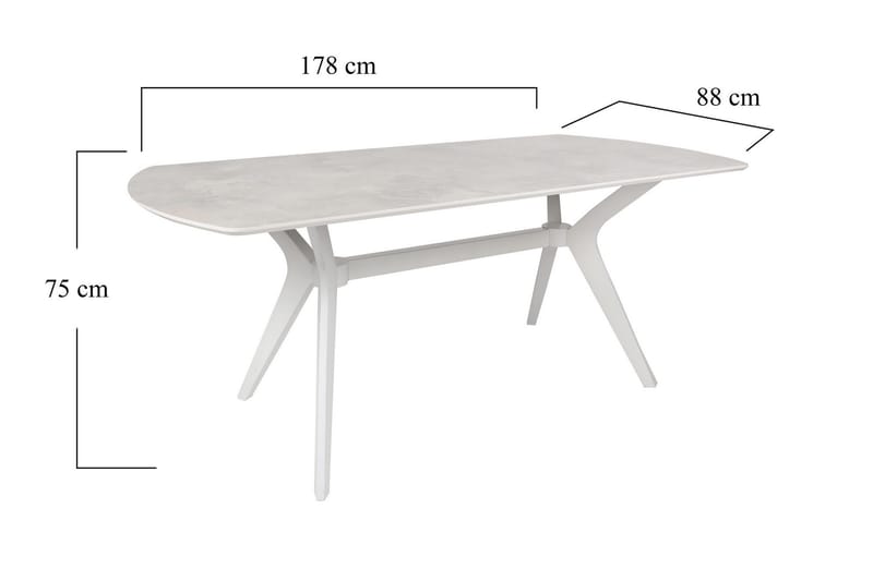Ruokapöytä Misticon 180x75x180 cm - Valkoinen - Huonekalut - Pöytä & ruokailuryhmä - Ruokapöydät & keittiön pöydät