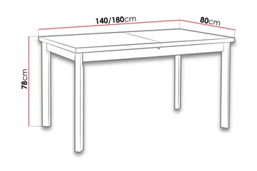 Ruokapöytä Modena 140x80x78 cm - Valkoinen - Huonekalut - Pöytä & ruokailuryhmä - Ruokapöydät & keittiön pöydät