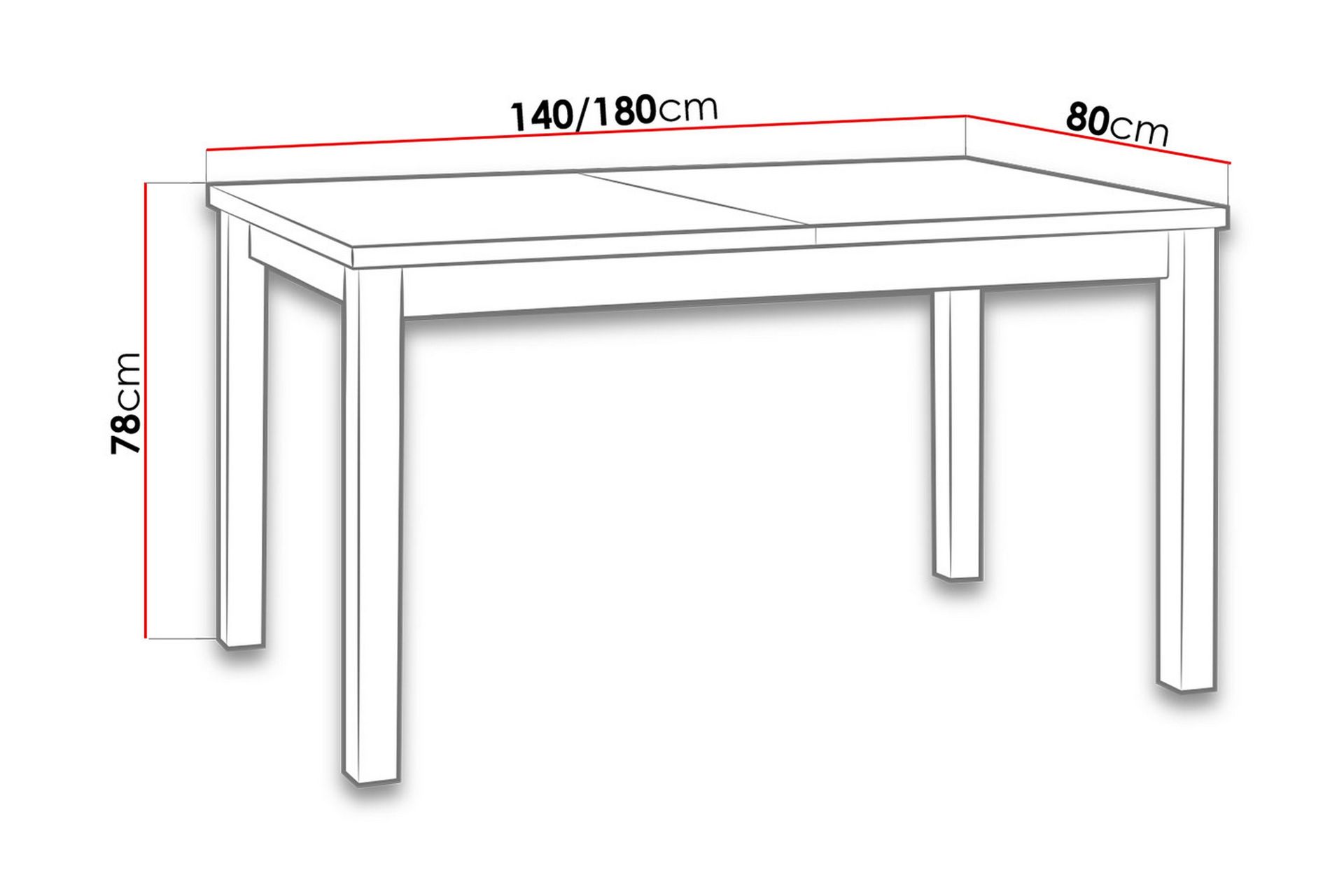 Ruokapöytä Modena 140x80x78 cm - Valkoinen - Huonekalut - Pöytä & ruokailuryhmä - Ruokapöydät & keittiön pöydät