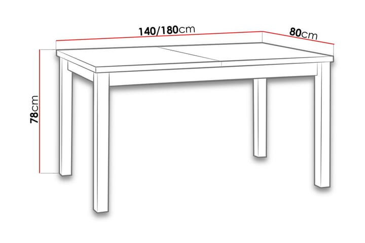 Ruokapöytä Modena 140x80x78 cm - Valkoinen - Ruokapöydät & keittiön pöydät