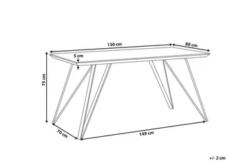 Ruokapöytä Molden 150 x 80 cm Marmoriefekti/Musta - Valkoinen - Huonekalut - Pöytä & ruokailuryhmä - Ruokapöydät & keittiön pöydät