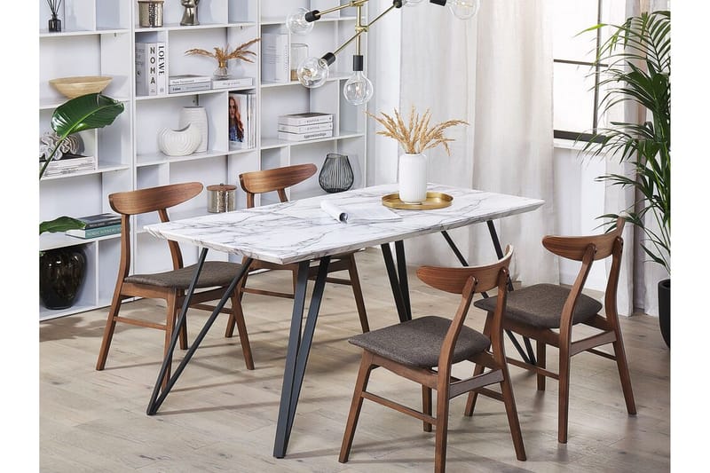 Ruokapöytä Molden 150 x 80 cm Marmoriefekti/Musta - Valkoinen - Huonekalut - Pöytä & ruokailuryhmä - Ruokapöydät & keittiön pöydät