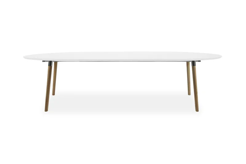 Ruokapöytä Monika Jatkettava 170 cm Ovaali, Valkoinen/Puujalka