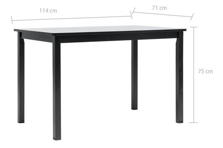 Ruokapöytä musta 114x71x75 cm kumipuu - Musta - Ruokapöydät & keittiön pöydät
