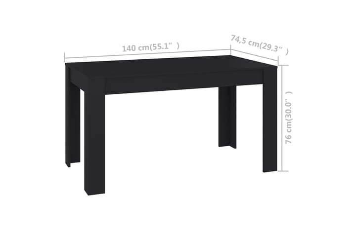 Ruokapöytä musta 140x74,5x76 cm lastulevy - Ruokapöydät & keittiön pöydät