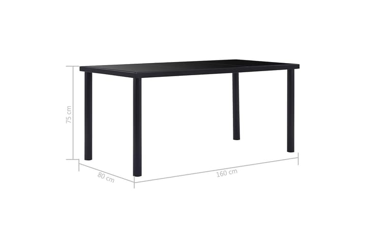 Ruokapöytä musta 160x80x75 cm karkaistu lasi - Musta - Ruokapöydät & keittiön pöydät