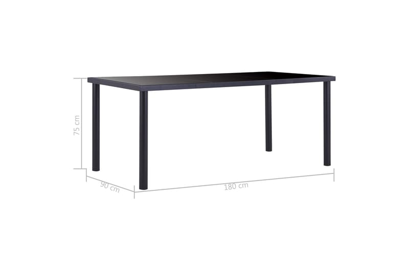 Ruokapöytä musta 180x90x75 cm karkaistu lasi - Musta - Huonekalut - Pöytä & ruokailuryhmä - Ruokapöydät & keittiön pöydät