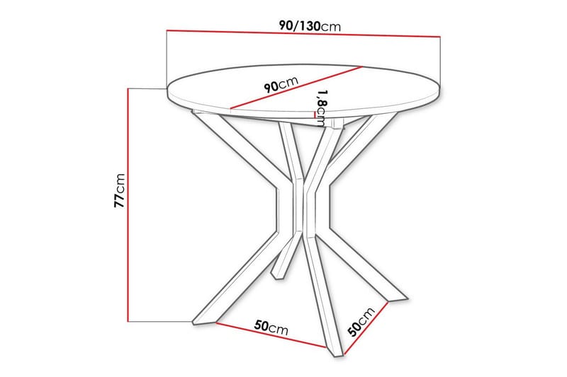 Ruokapöytä Narberth - Valkoinen - Huonekalut - Pöytä & ruokailuryhmä - Ruokapöydät & keittiön pöydät