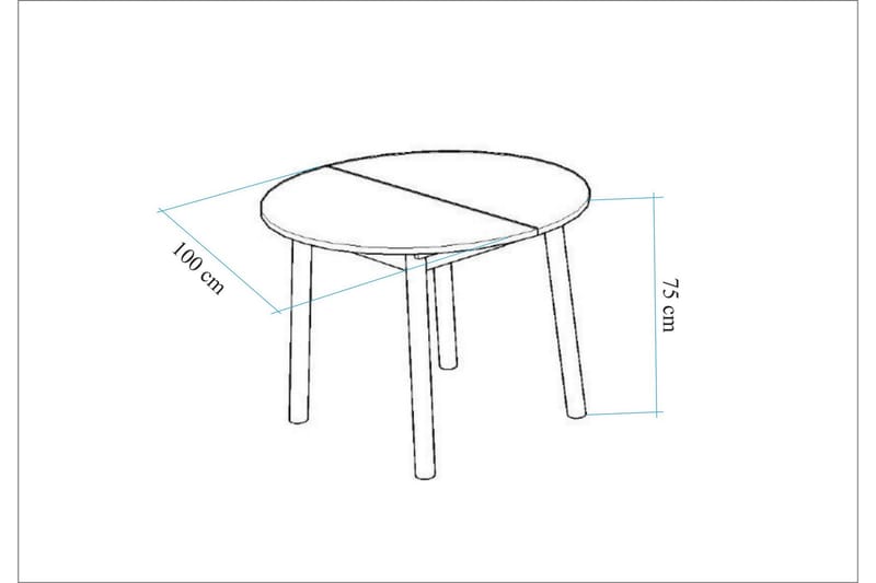 Ruokapöytä Oliver 100 cm - Tammi/Musta - Huonekalut - Pöytä & ruokailuryhmä - Ruokapöydät & keittiön pöydät