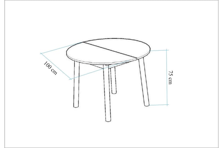 Ruokapöytä Oliver 100 cm - Tammi/Musta - Ruokapöydät & keittiön pöydät